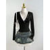 Deep V slim fit long sleeved top