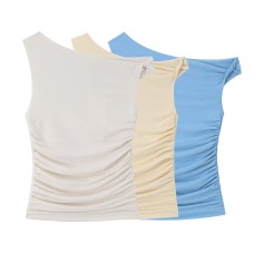Spicy girl pleated asymmetrical sleeveless top