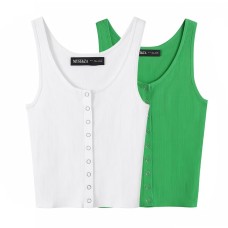 Hot girl ribbed knitted sleeveless top