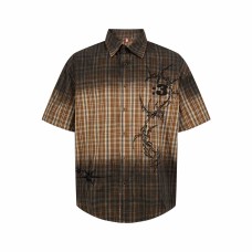 Gradient plaid thorn short sleeved shirt Gradient plaid thorn short sleeved shirt