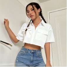 Short sleeved lapel button top Short sleeved lapel button top