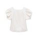 Bubble sleeve short sleeved top with slit hem