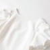 Bubble sleeve short sleeved top with slit hem