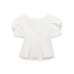 Bubble sleeve short sleeved top with slit hem