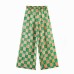 Minimalist style ramie checkered wide leg pants Minimalist style ramie checkered wide leg pants