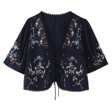 Flower Embroidered Short Top