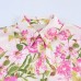 Flower print silk satin lantern sleeve shirt