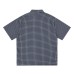 Grid patterned splashed ink text short sleeved shirt