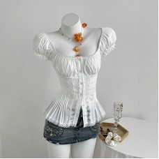 Square neck short sleeved slim fit top