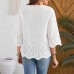 Solid color lace V-neck top