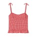 Round neck plaid pleated camisole top