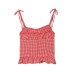 Round neck plaid pleated camisole top