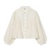 French hollowed out embroidered lantern sleeve shirt