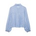 French hollowed out embroidered lantern sleeve shirt