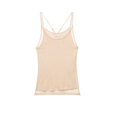 Sweet and spicy double-layer silk mesh effect hanging neck top