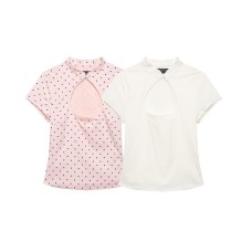 Hollow out slim fit slit polka dot top