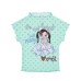 Sweet Style Cartoon Graffiti Mesh T-Shirt Color-Blocked Plaid Ruffle Trim Fitted Bodysuit