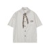 Plaid bow tie embroidered letter short sleeved shirt