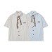 Plaid bow tie embroidered letter short sleeved shirt