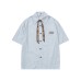 Plaid bow tie embroidered letter short sleeved shirt
