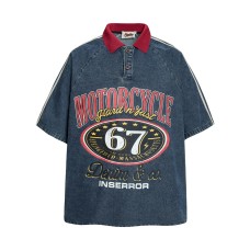 Used washed denim short sleeves