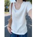 U-Neck Loose Snowflake Cotton Short Sleeve