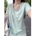 U-Neck Loose Snowflake Cotton Short Sleeve