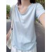 U-Neck Loose Snowflake Cotton Short Sleeve