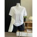U-Neck Loose Snowflake Cotton Short Sleeve