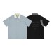 Embroidered letters contrasting colors short sleeves