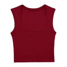 Cherry Red Square Neck Crop Top for Women