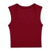 Cherry Red Square Neck Crop Top for Women