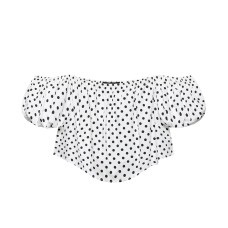 Romantic Bubble Sleeve One Shoulder Polka Dot Short Top