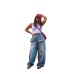 Straight Leg Jeans with Layered Waist Design and Ripped Details