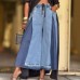 Street Style Elastic Drawstring Pleated Color-Blocked Wide Leg Cropped Jeans
