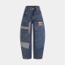 Deconstructed Patchwork Multi-pocket Tapered Jeans
