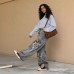New Bear Bow 3D Optical Illusion Print Jeans