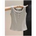 Gray Lace Buttoned Tank Top for Women