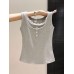 Gray Lace Buttoned Tank Top for Women
