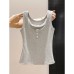 Gray Lace Buttoned Tank Top for Women