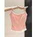 Fake Two-Piece Spliced Strapless Tank Top for Women