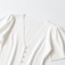 V-neck loose short sleeved knitted top