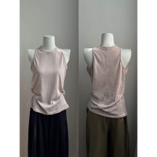 Relaxed Pink Crew Neck Sleeveless Top