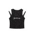 Edgy Hollow Rivet Vest with Letter Embroidery, Fitted Cropped Sleeveless Top
