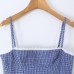 Plaid lace patchwork hem camisole dress