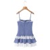 Plaid lace patchwork hem camisole dress