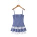 Plaid lace patchwork hem camisole dress