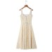 Cotton printed lace up long dress