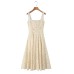 Cotton printed lace up long dress