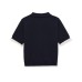 Short sleeved polo collar border knit top Short sleeved polo collar border knit top